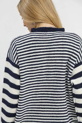 Trendsi Umgee Ruffle Neck Stripe Sweater -