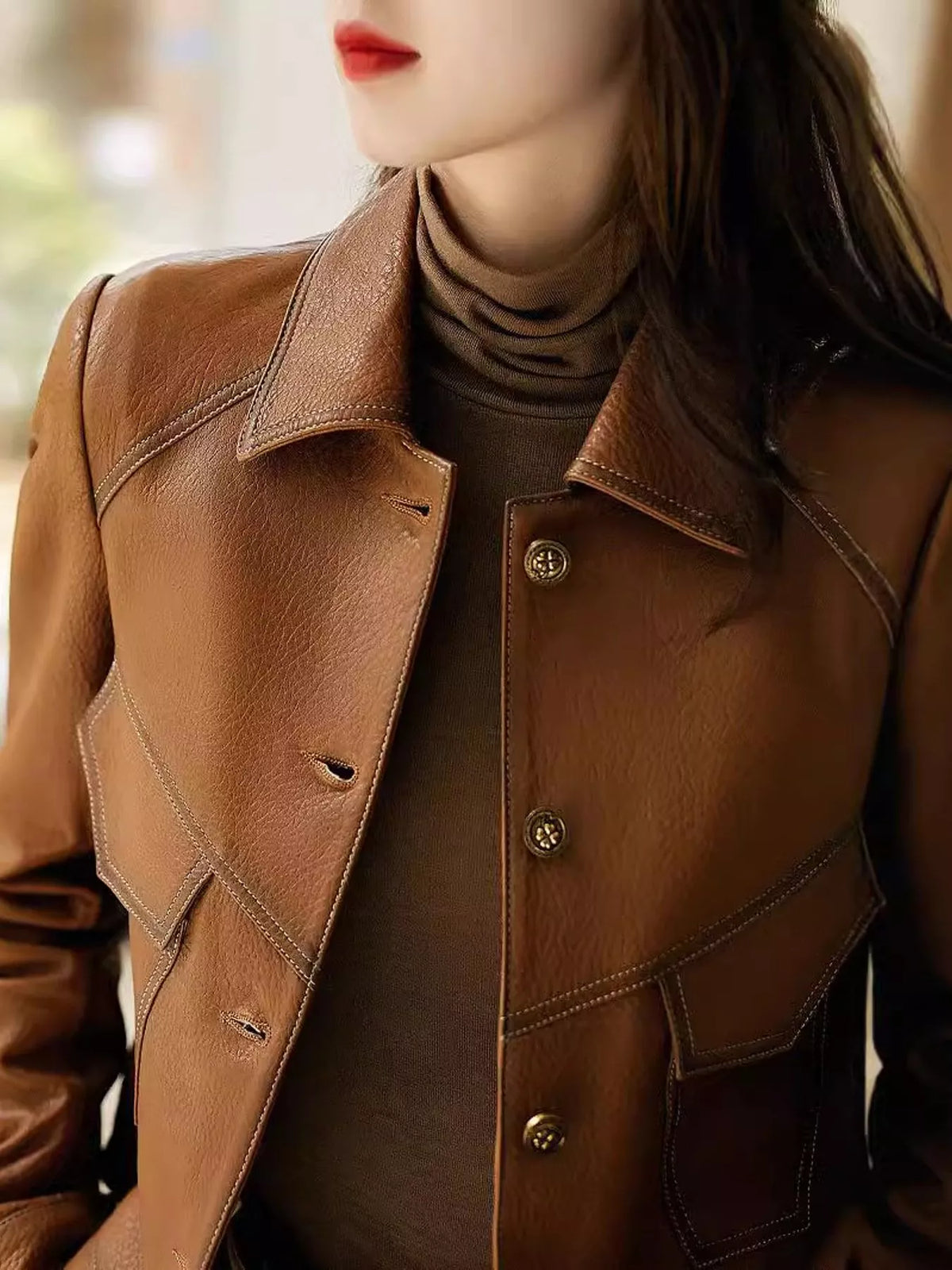 Collared long sleeve jacket, construction and design details