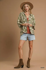 Trendsi Umgee Abstract Print Button-Up Oversized Shirt -