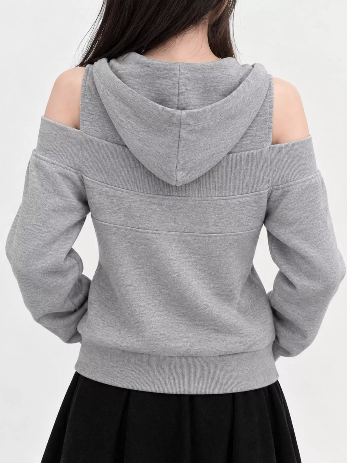 Cold-shoulder hoodie, gray back