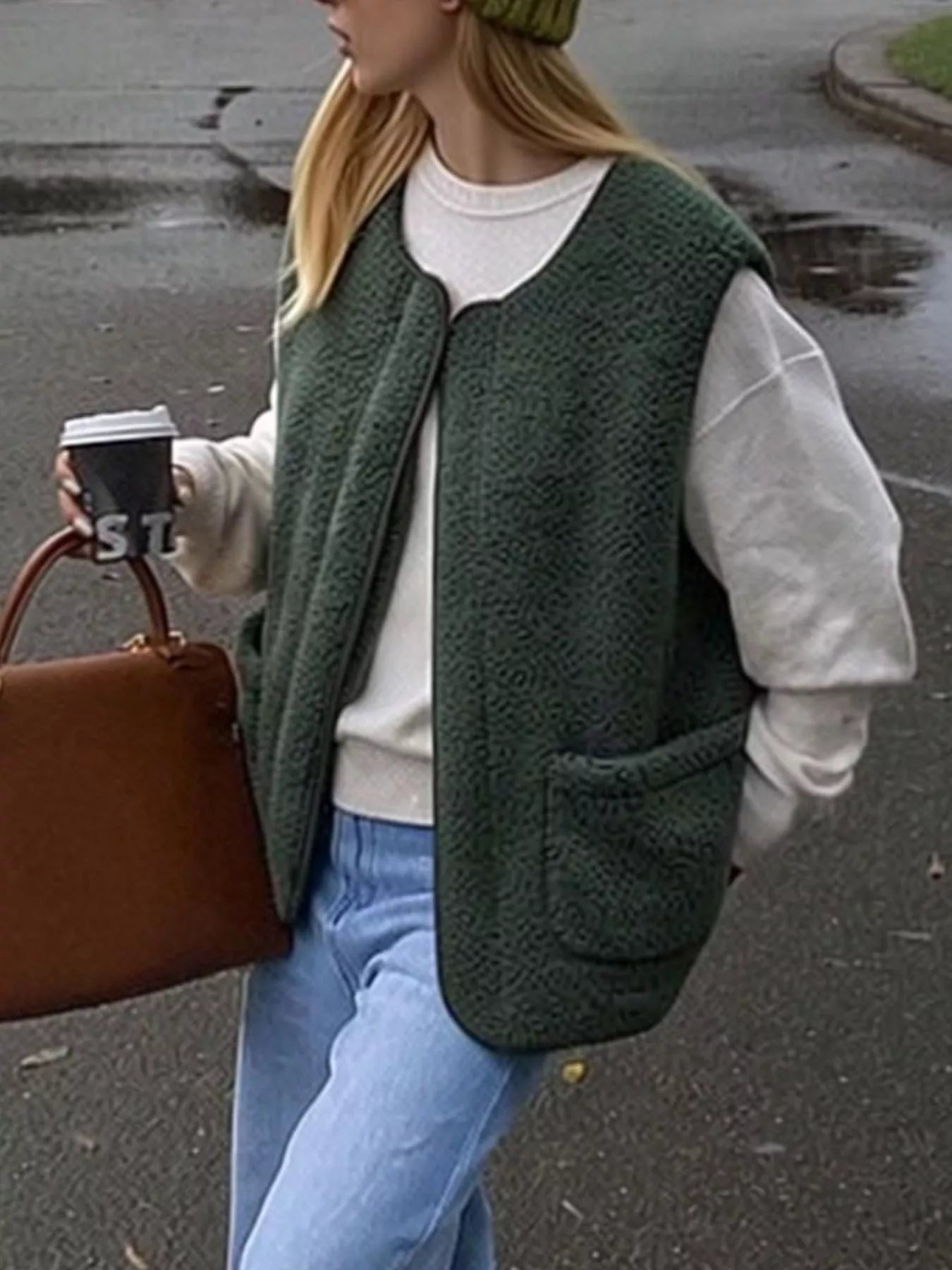Trendsi Sherpa Sleeveless Vest Coat -