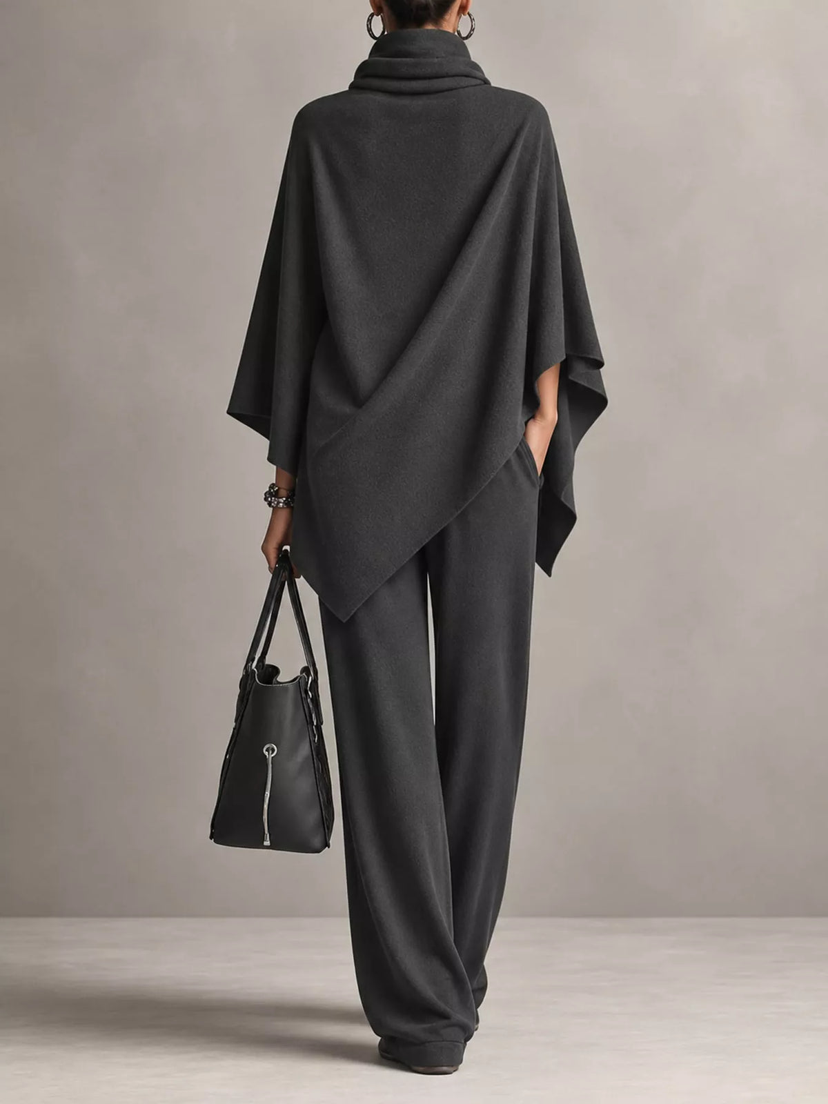 Poncho and pants set, charcoal back
