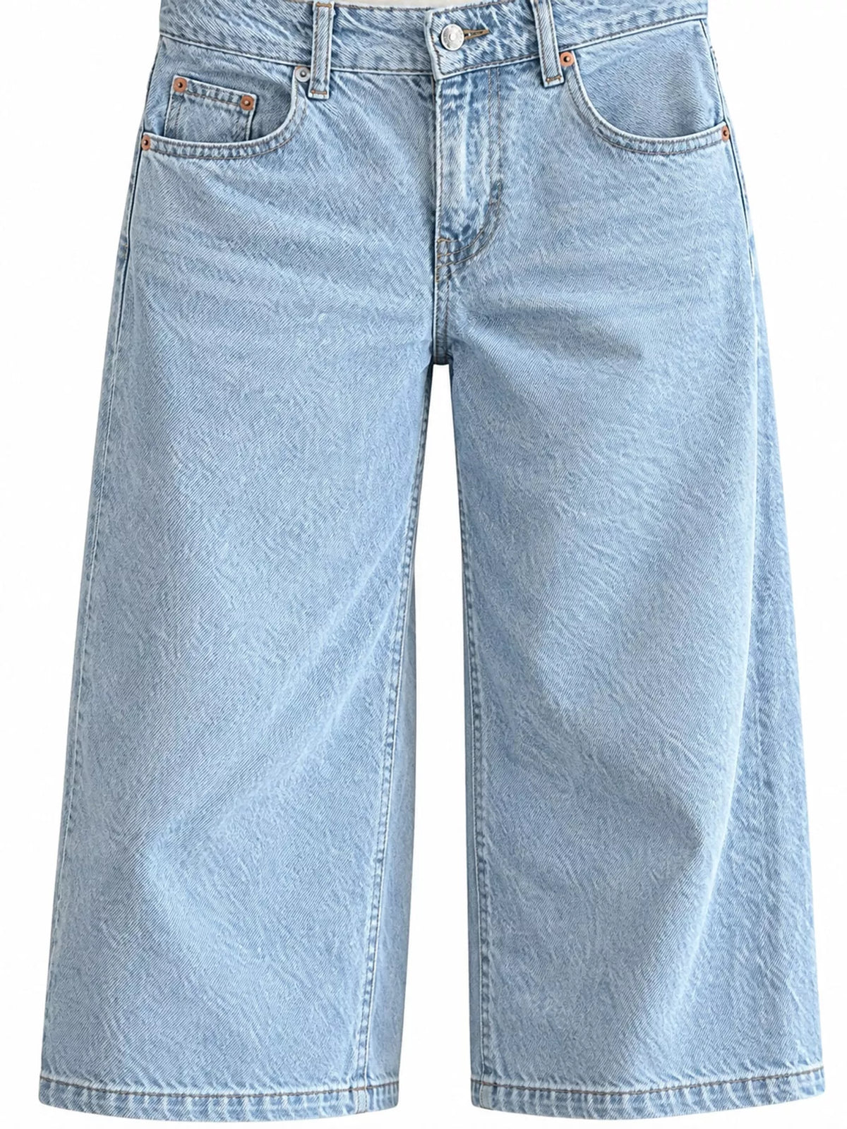Wide-Leg Vintage Wash Jeans in light blue, front view