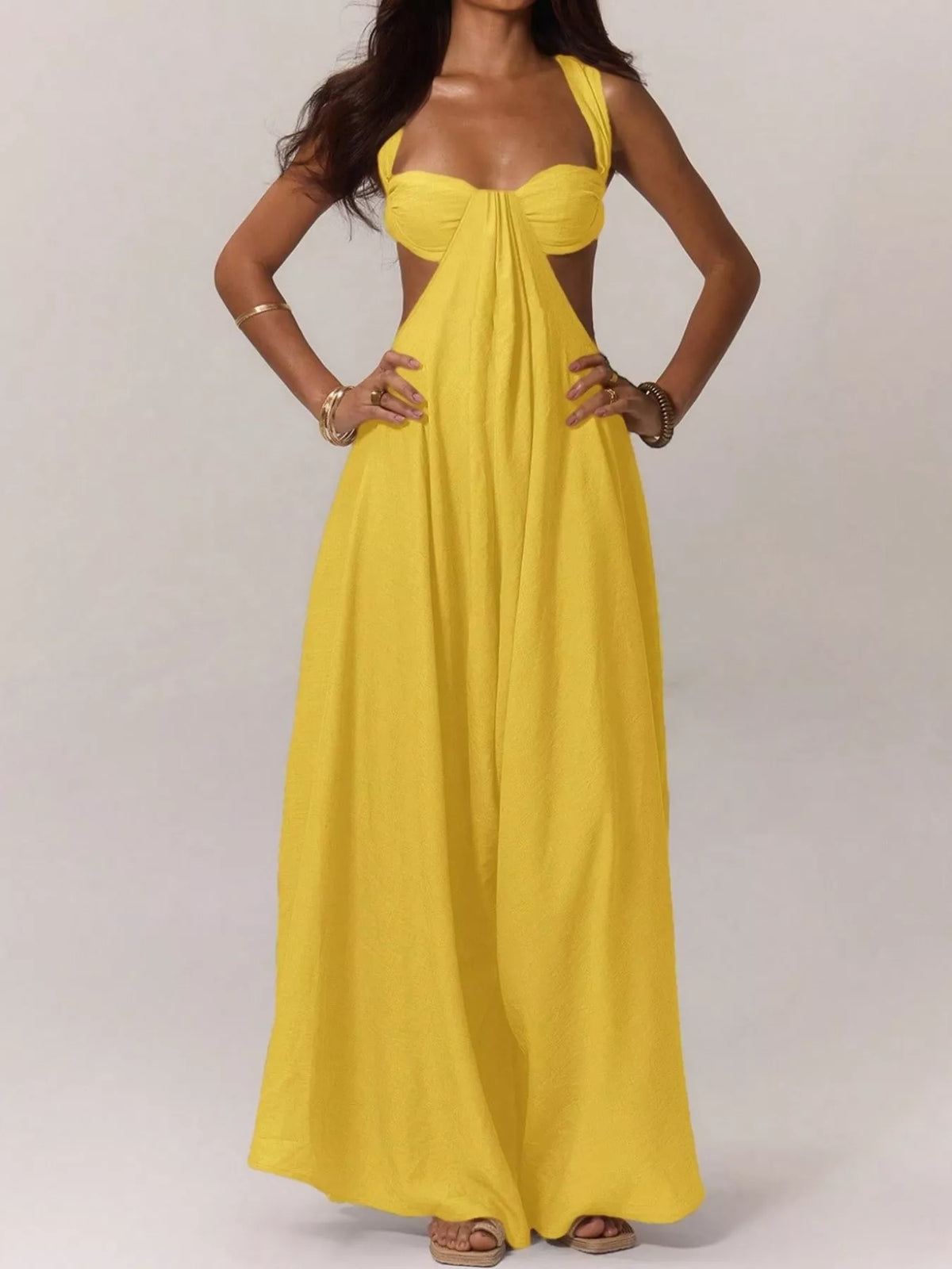 Cutout jumpsuit, yellow front