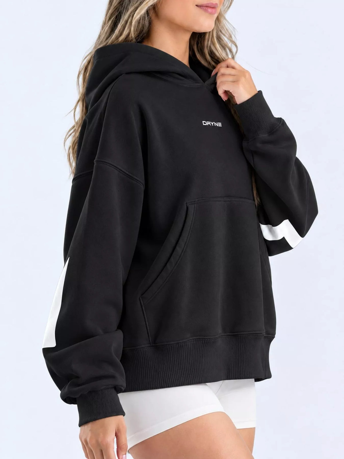 Letter-Back Kangaroo Pocket Hoodie — side view