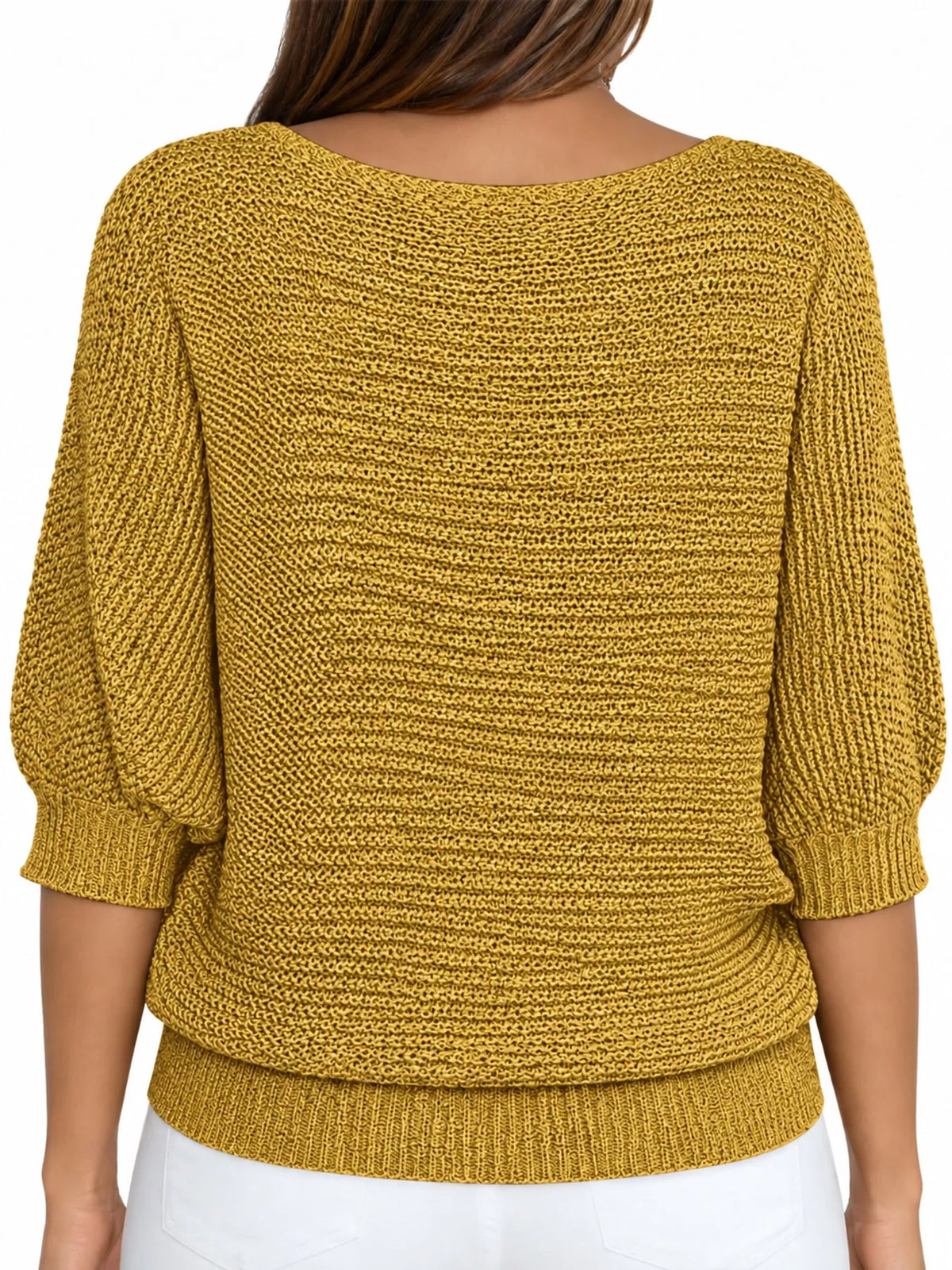 Three-quarter sleeve sweater, back view