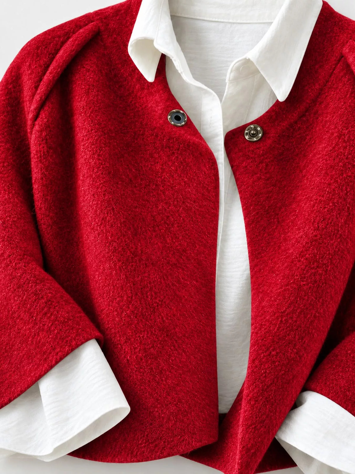 Fuzzy Texture Open-Front Cropped Jacket — construction details