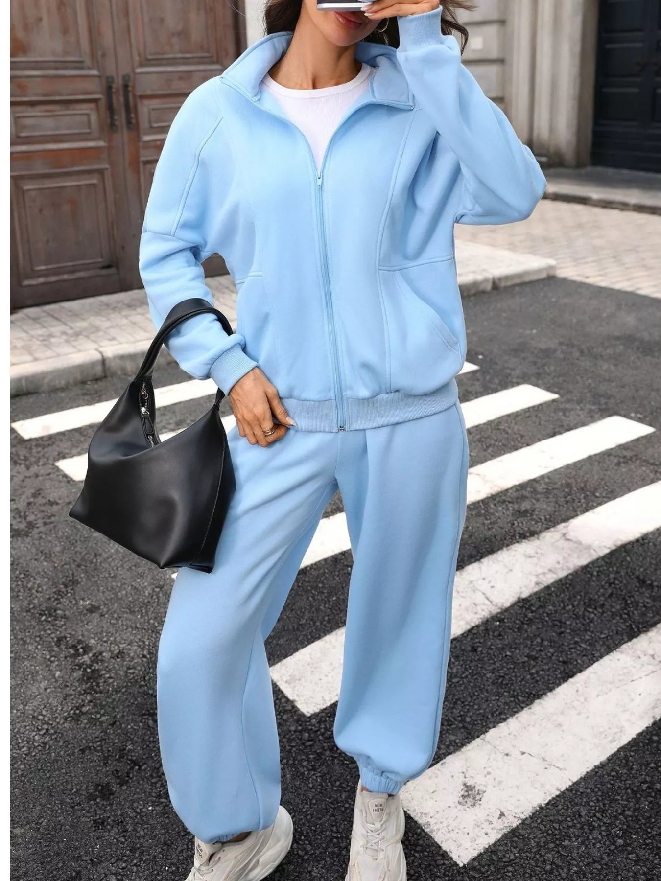 Trendsi Zip-Up Long Sleeve Top and Pants Set -