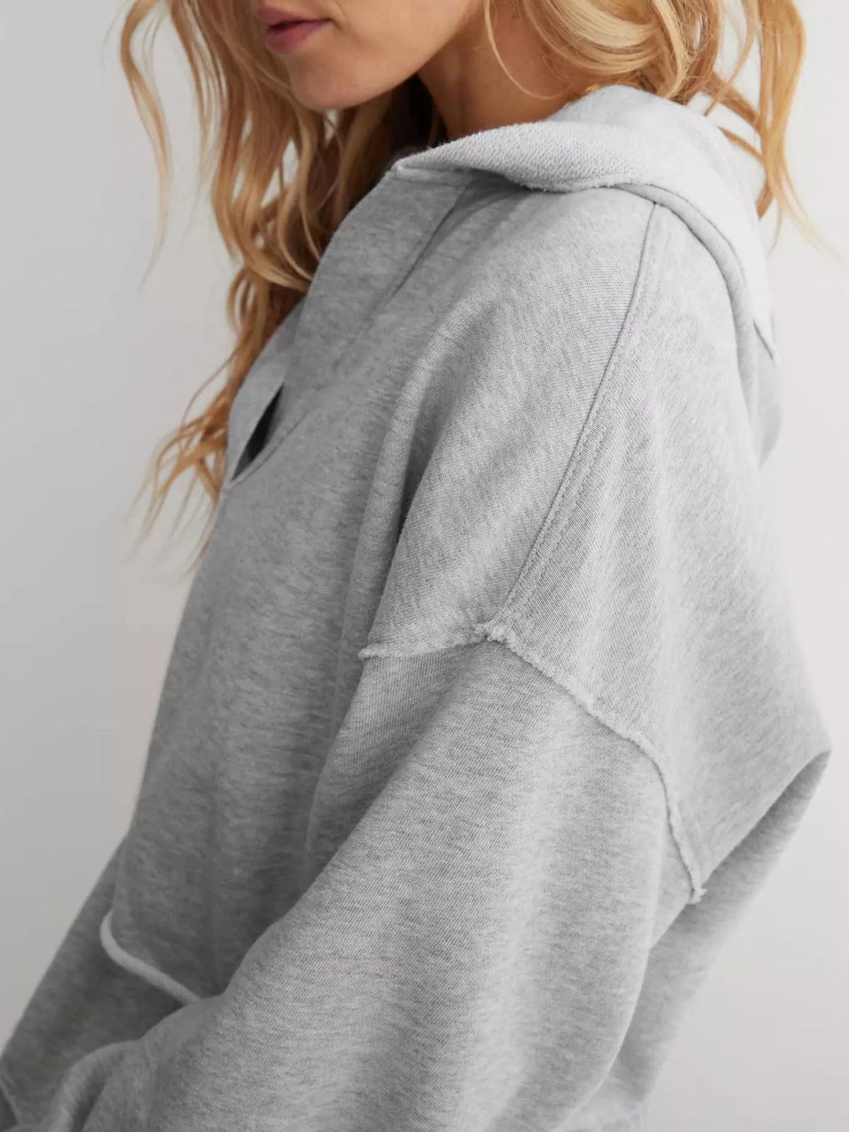 Heather Gray dropped shoulder cropped hoodie