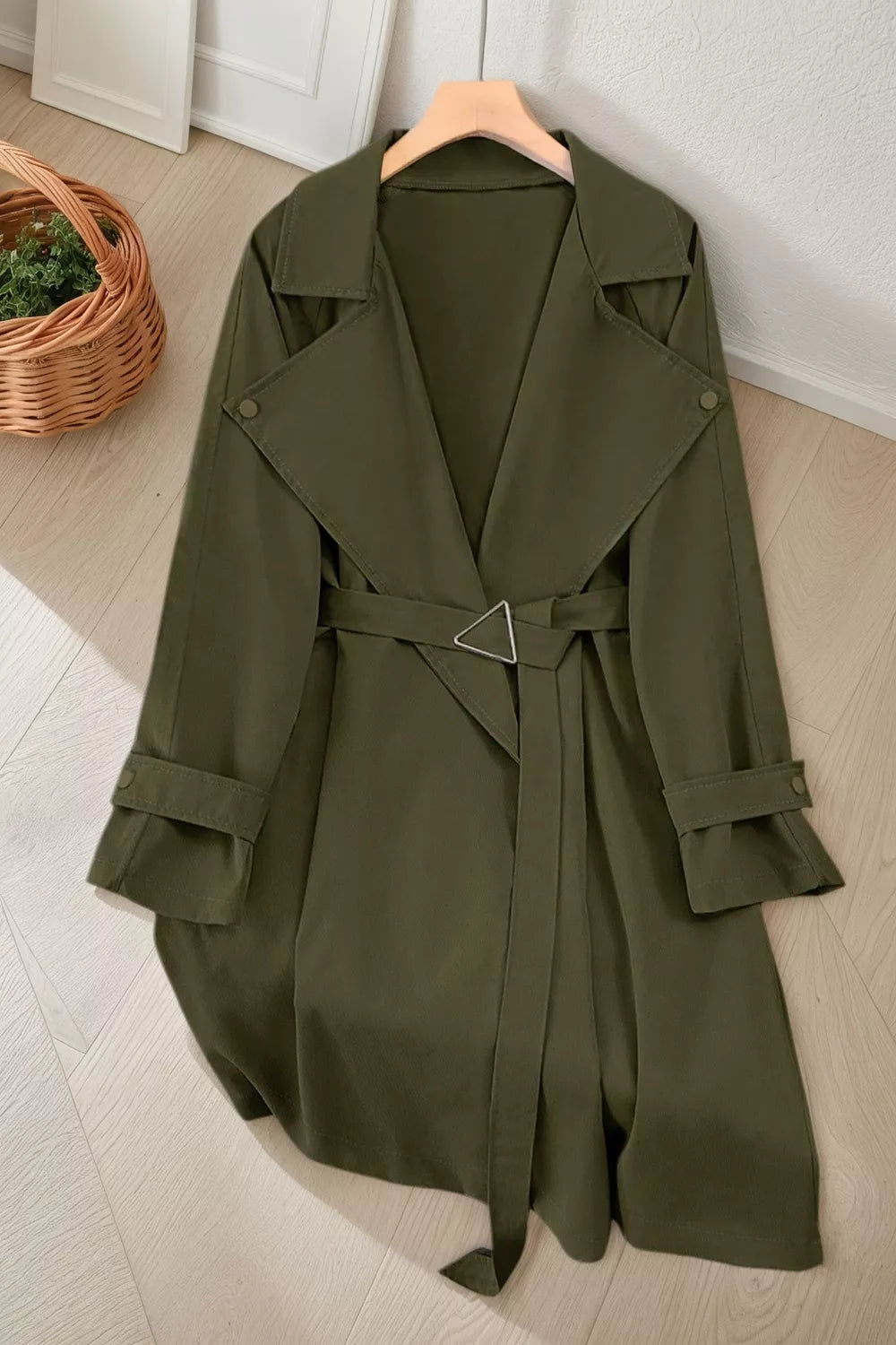 Trendsi Wide Lapels Belt Trench Coat -
