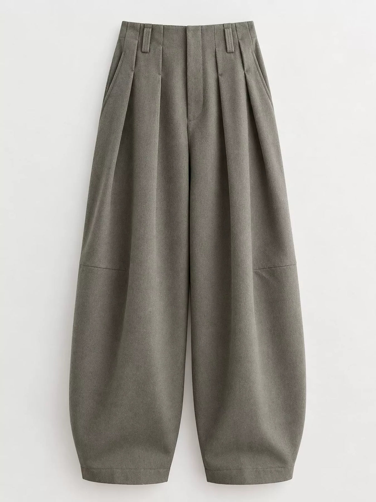 Pleated Wide-Leg Pants in gray-green, front view