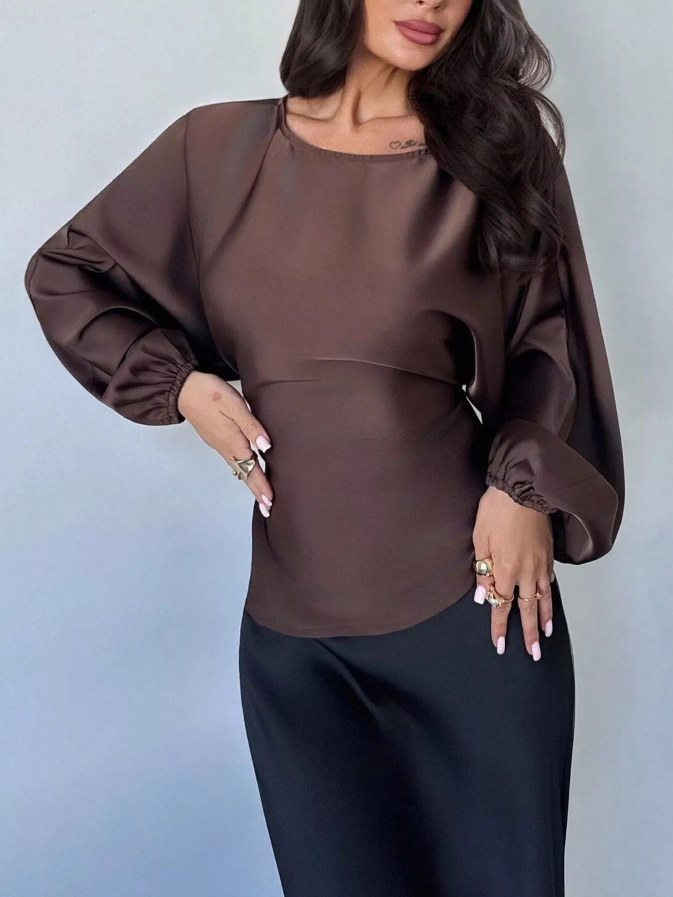 Trendsi Polka Dot Round Neck Blouse -