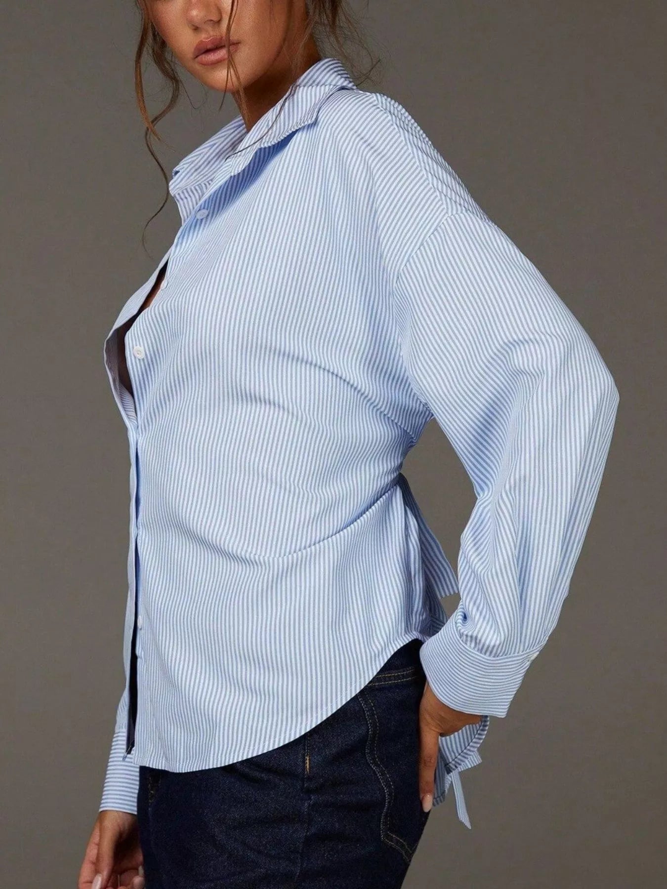 Trendsi Casual Striped Button-Down Shirt -