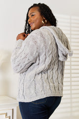 Trendsi Woven Right Cable-Knit Hooded Sweater - Shirts