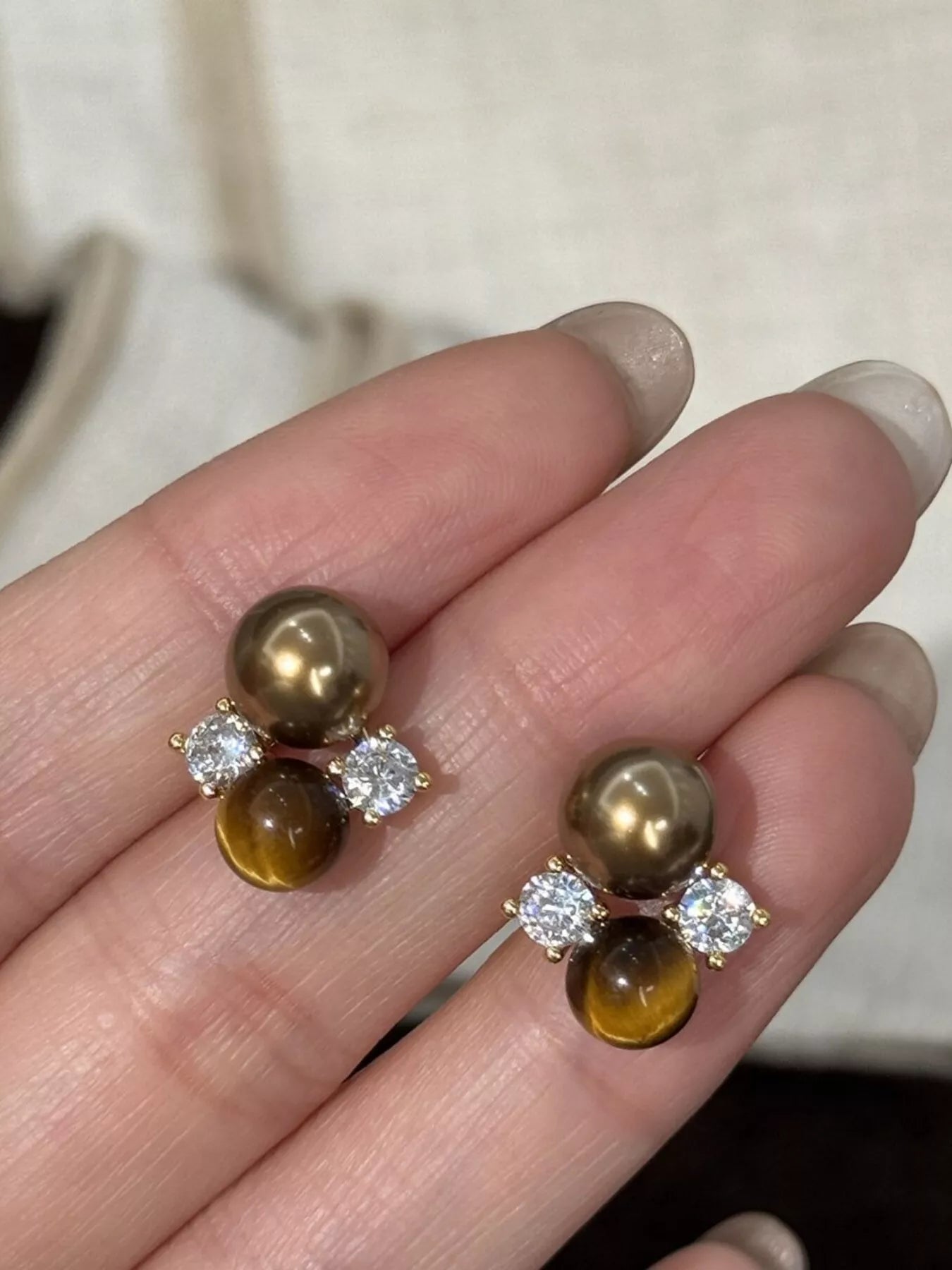 Trendsi Tiger Eye Stud Earrings -