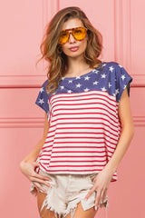 Trendsi BiBi Star Rpinted with Stripe Combo Top - Shirts