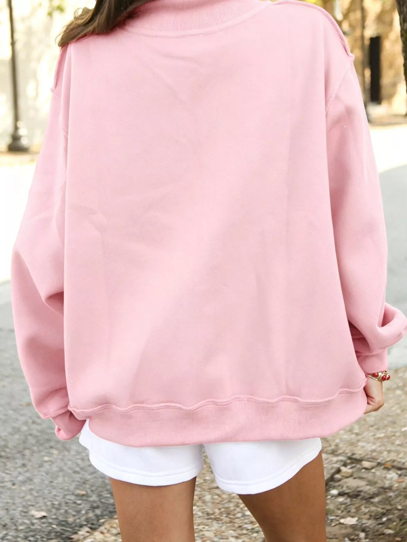 Trendsi Mock Neck Dropped Shoulder Sweatshirt -