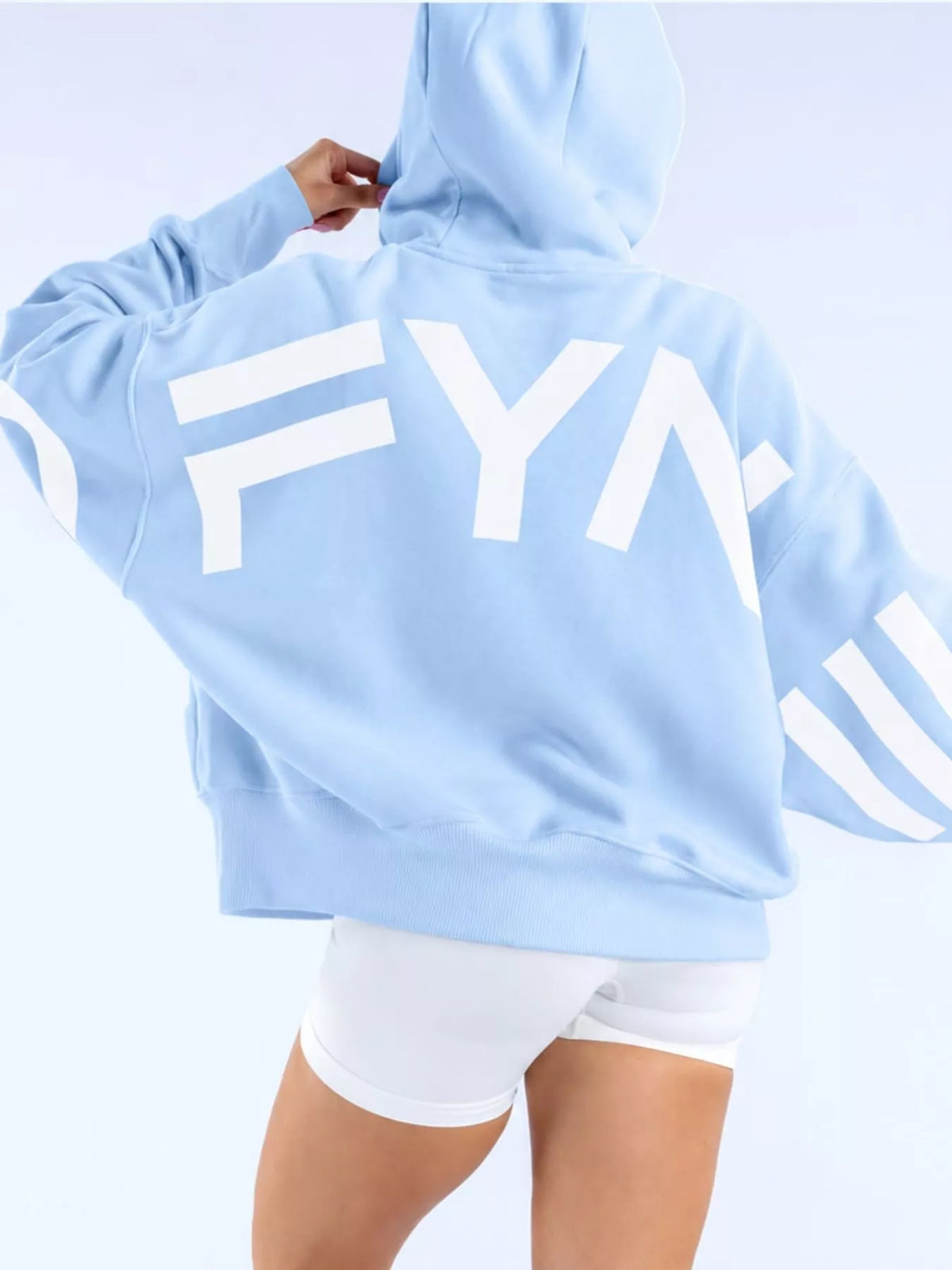 Letter-Back Kangaroo Pocket Hoodie — back view