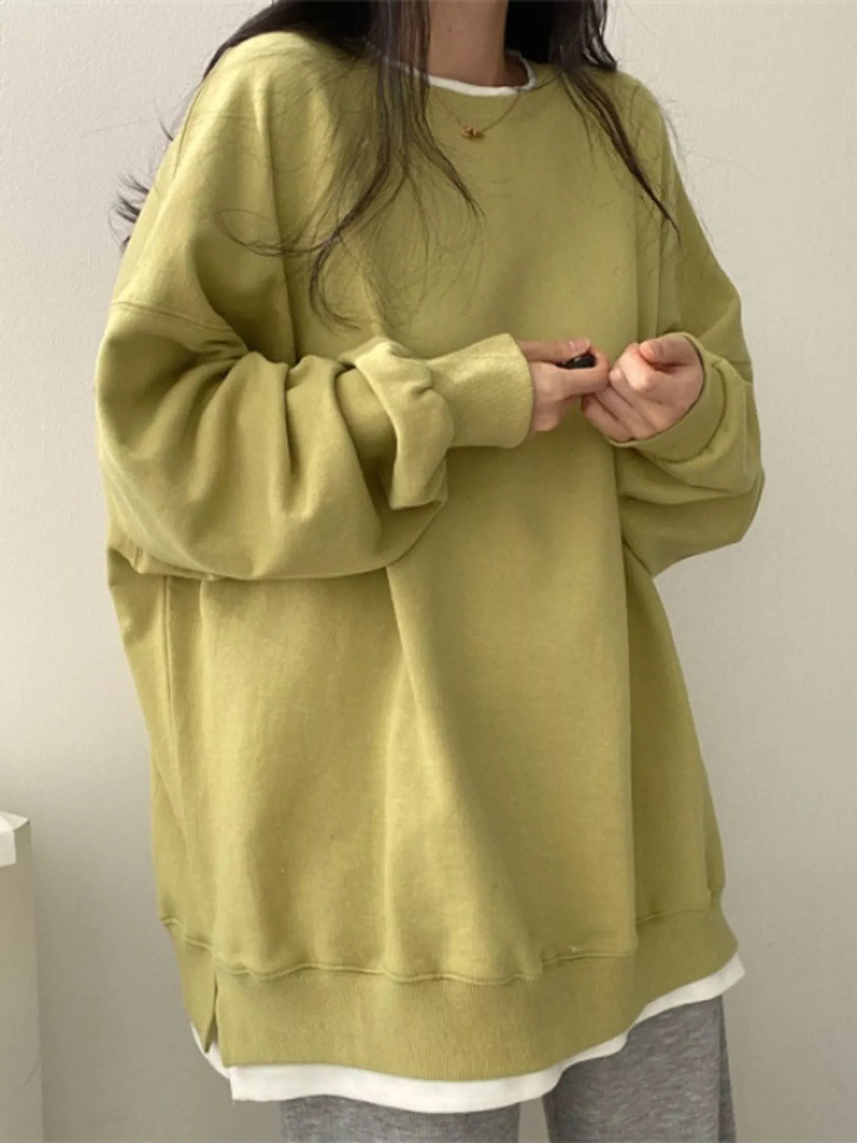 Yellow long-sleeve sweatshirt