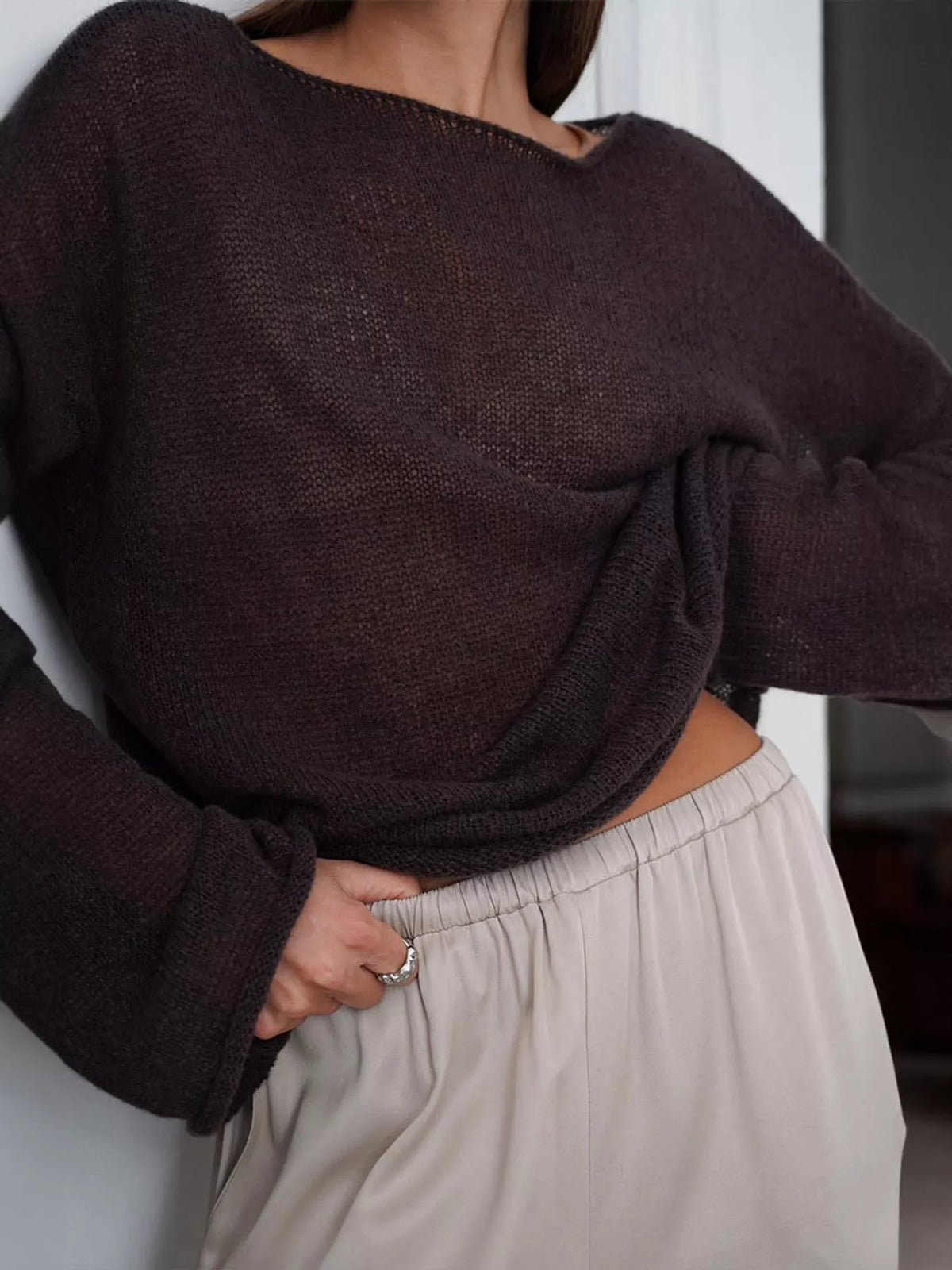 Knit cover-up, brown side