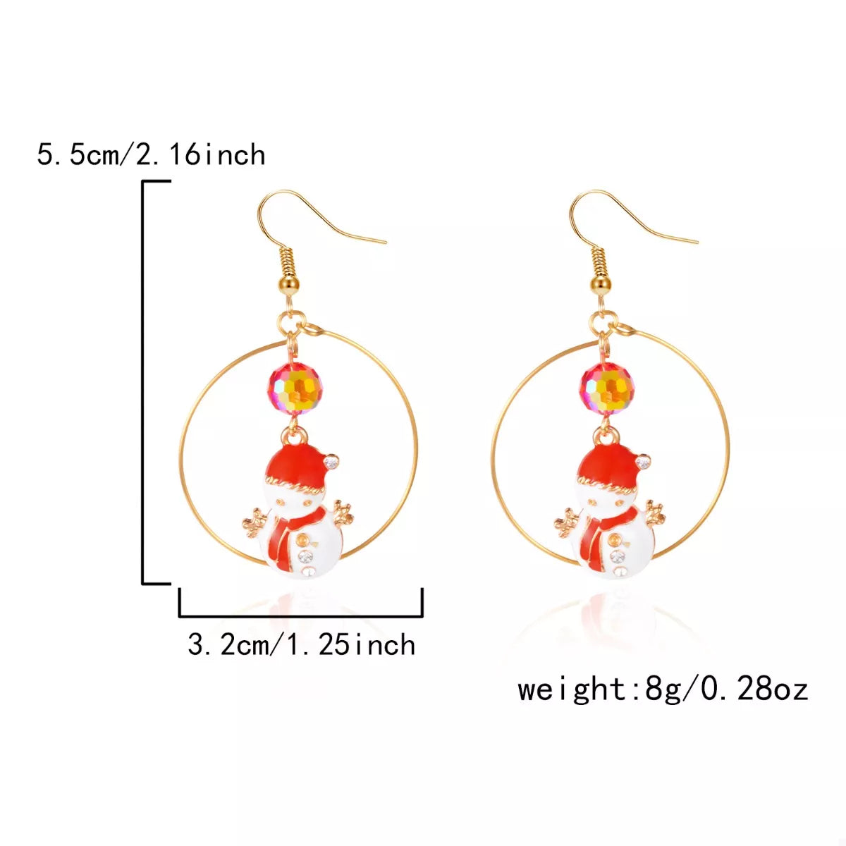 Trendsi 18K Gold-Plated Christmas Snowman Earrings -