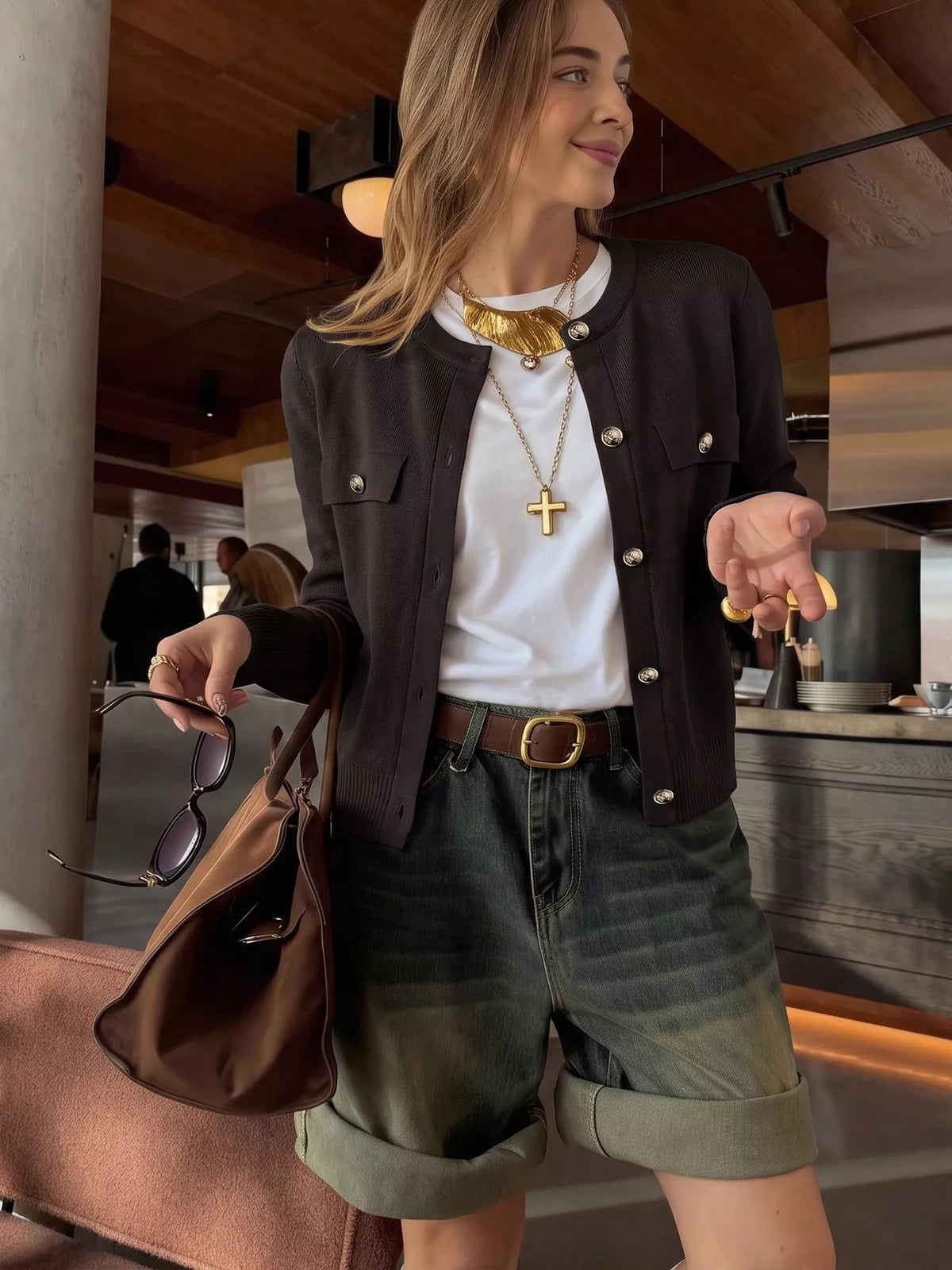 Button down long sleeve cardigan