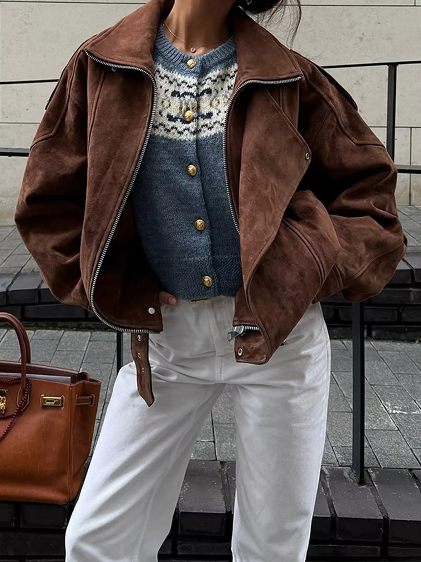 Trendsi Zip Up Dropped Shoulder Moto Jacket -