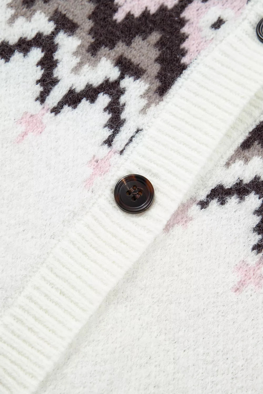 Trendsi Geometric Pattern Brushed Knit Button Cardigan -