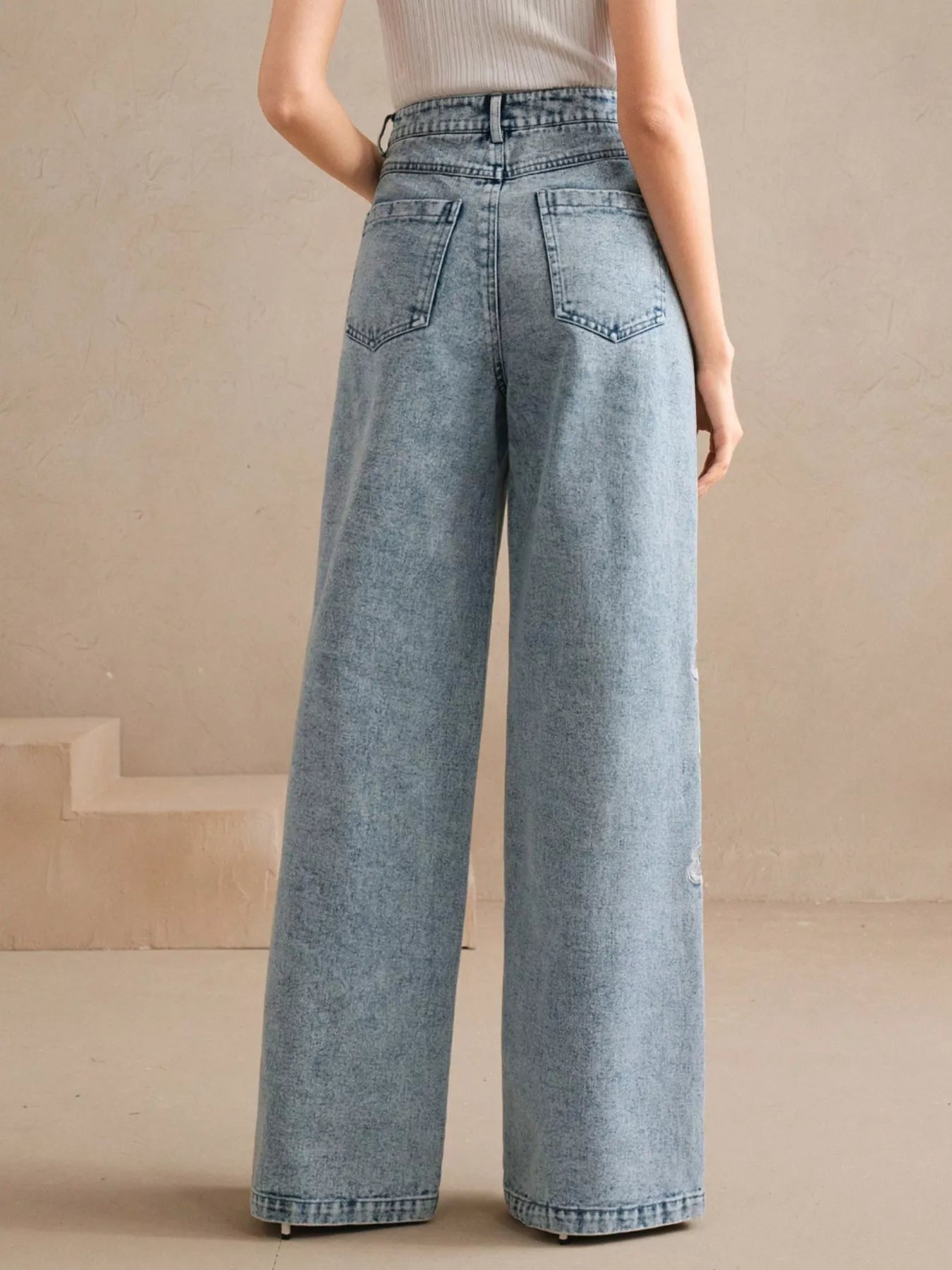 Trendsi Embroidered Wide-Leg Jeans -