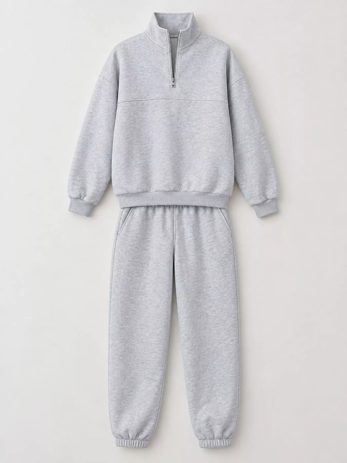 Half-zip top and pants set, gray flat set