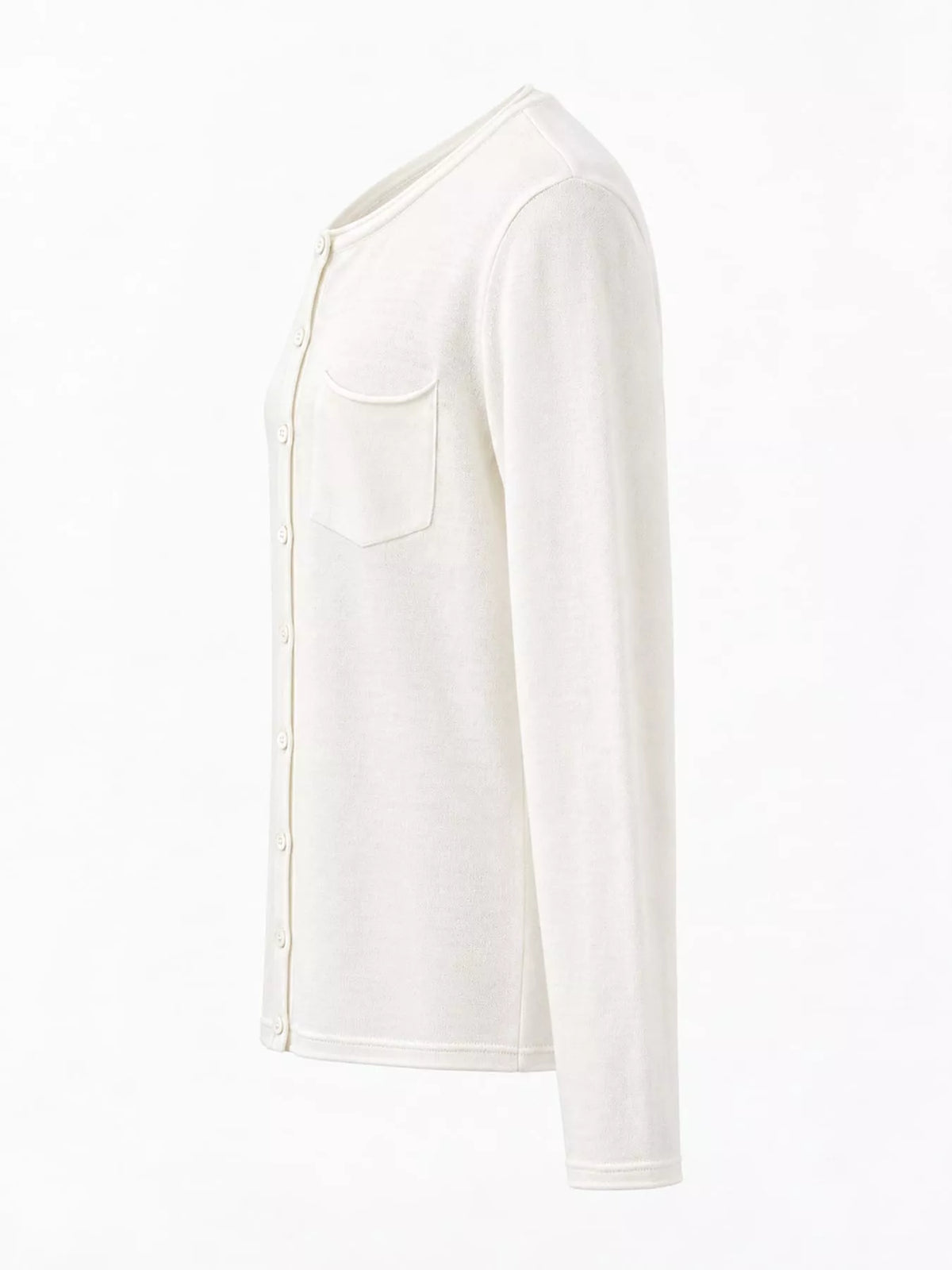 Round neck long sleeve cardigan, product view