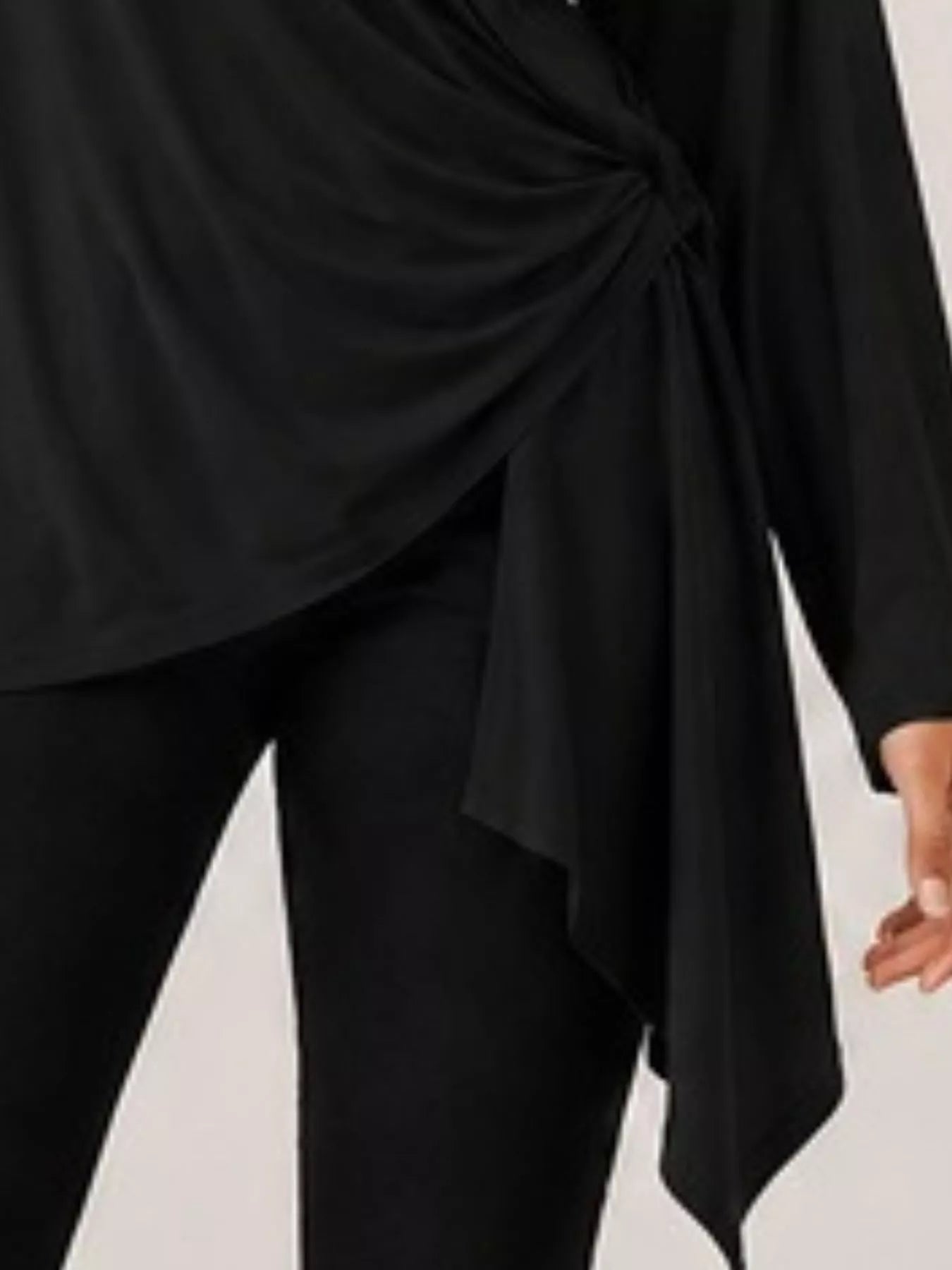 Trendsi Long Sleeve Wrap T-Shirt with Side Knot Detail -