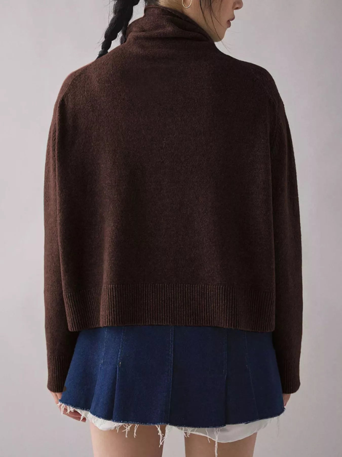 Trendsi Turtleneck Dropped Shoulder Sweater -