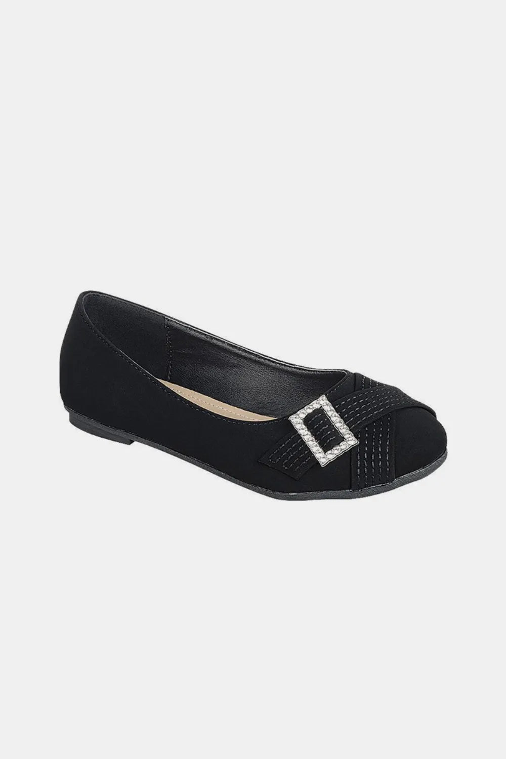 Women's Rhinestone-Buckle Slip-On Ballet Flats — product view 1