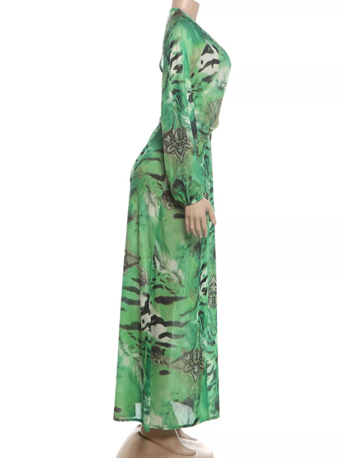 Printed maxi dress, green mannequin side