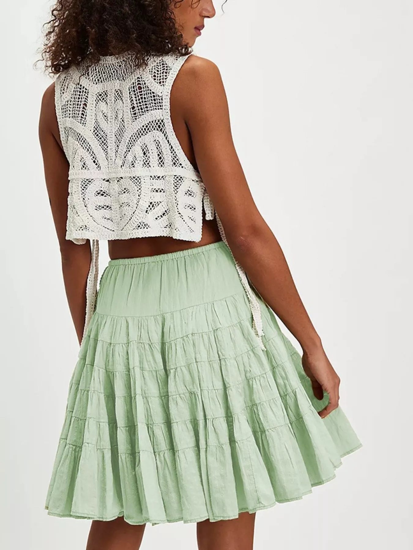 Trendsi Tiered Drawstring Mini Skirt -