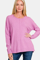 Trendsi Zenana Front Seam Round Neck Sweater -