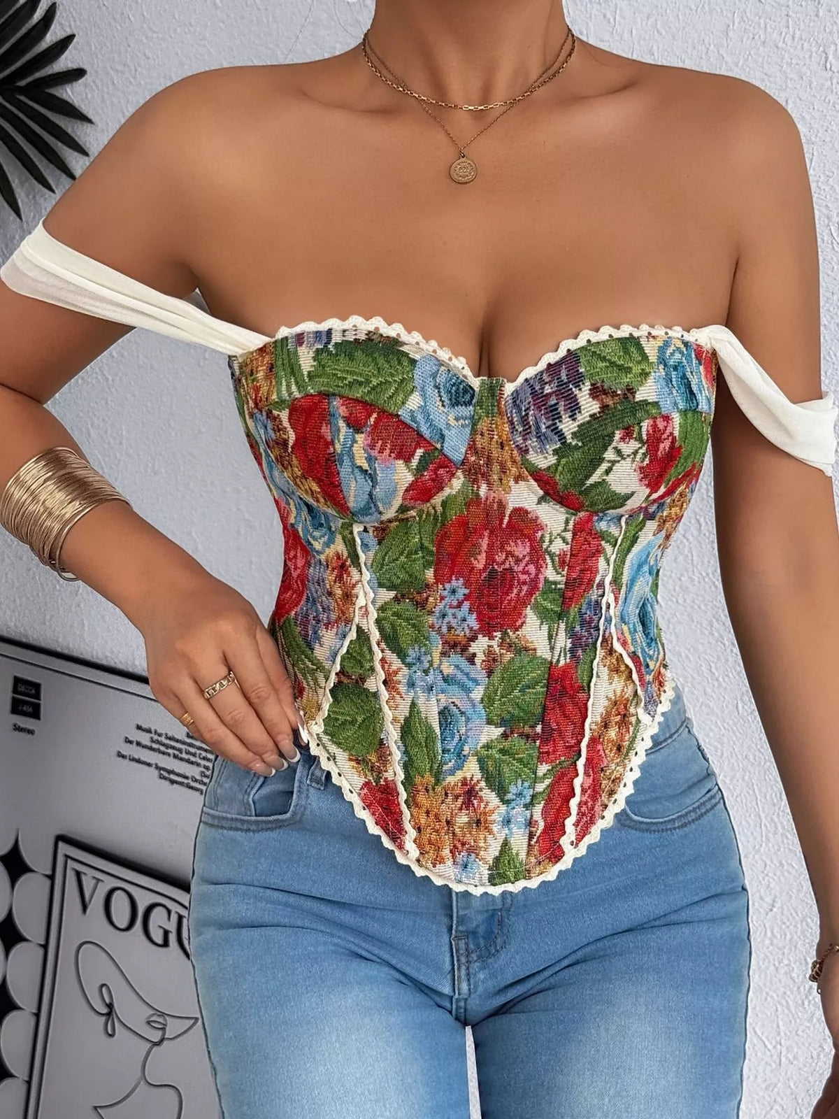 Heather Red lace up back printed cami