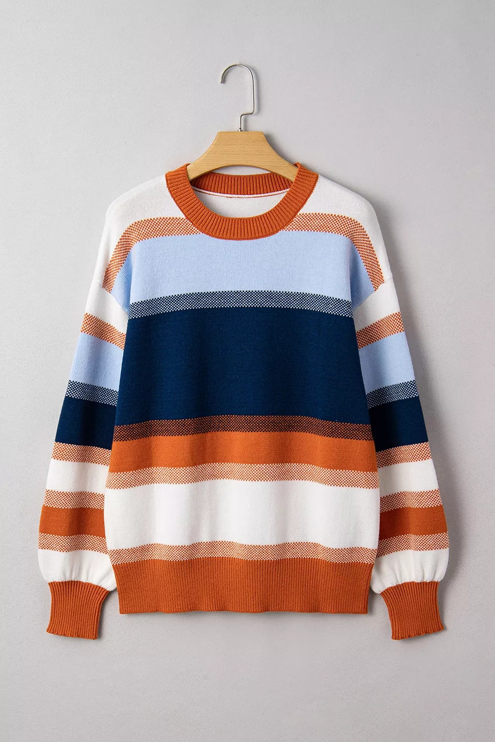 Trendsi Color Block Round Neck Tunic Sweater -