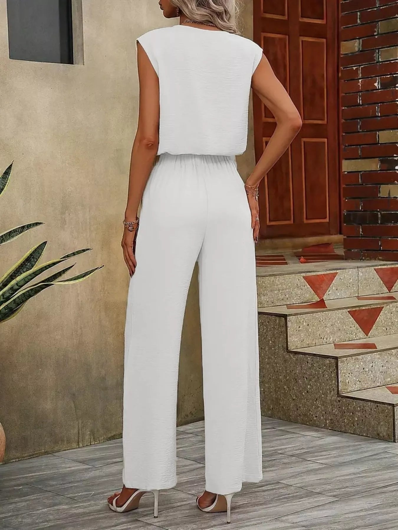 Trendsi V-Neck Sleeveless Tank and Wide-Leg Pants Set -
