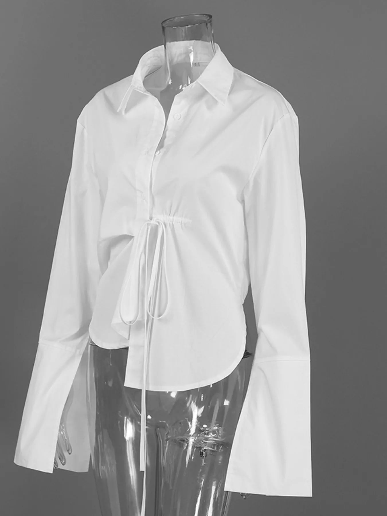 Trendsi Tie-Waist Detail Wrap-Front Shirt -