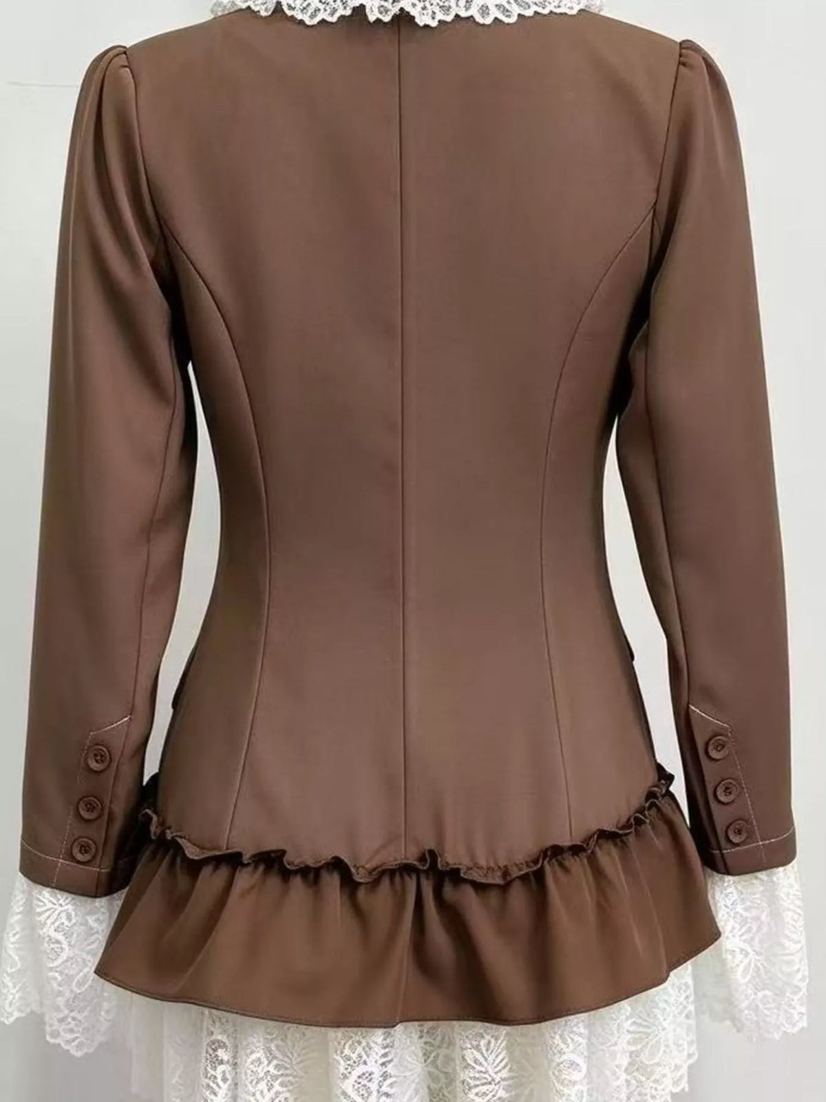 Collared long sleeve mini dress, back view
