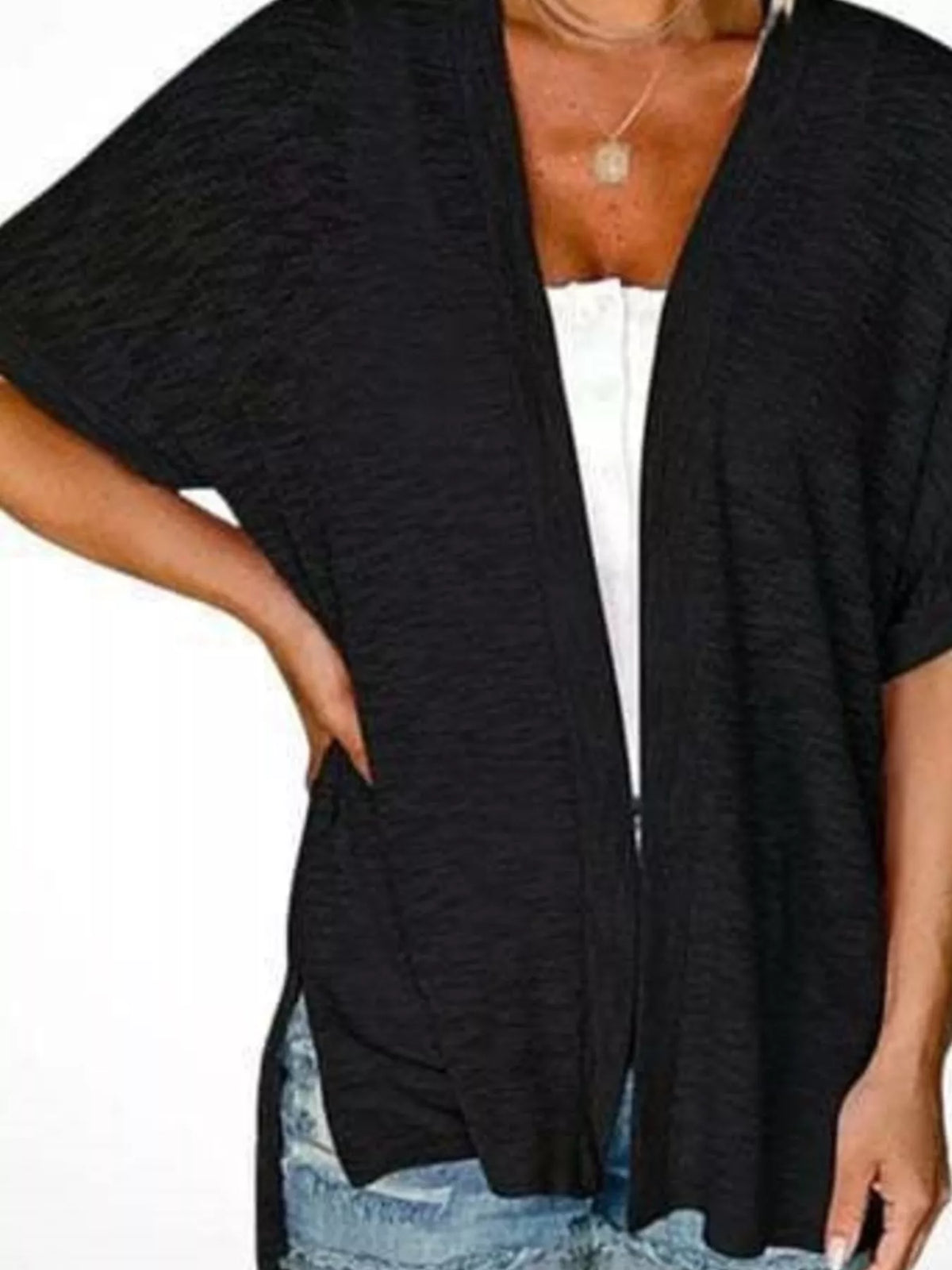 Trendsi Side Sit Open Front Cardigan -