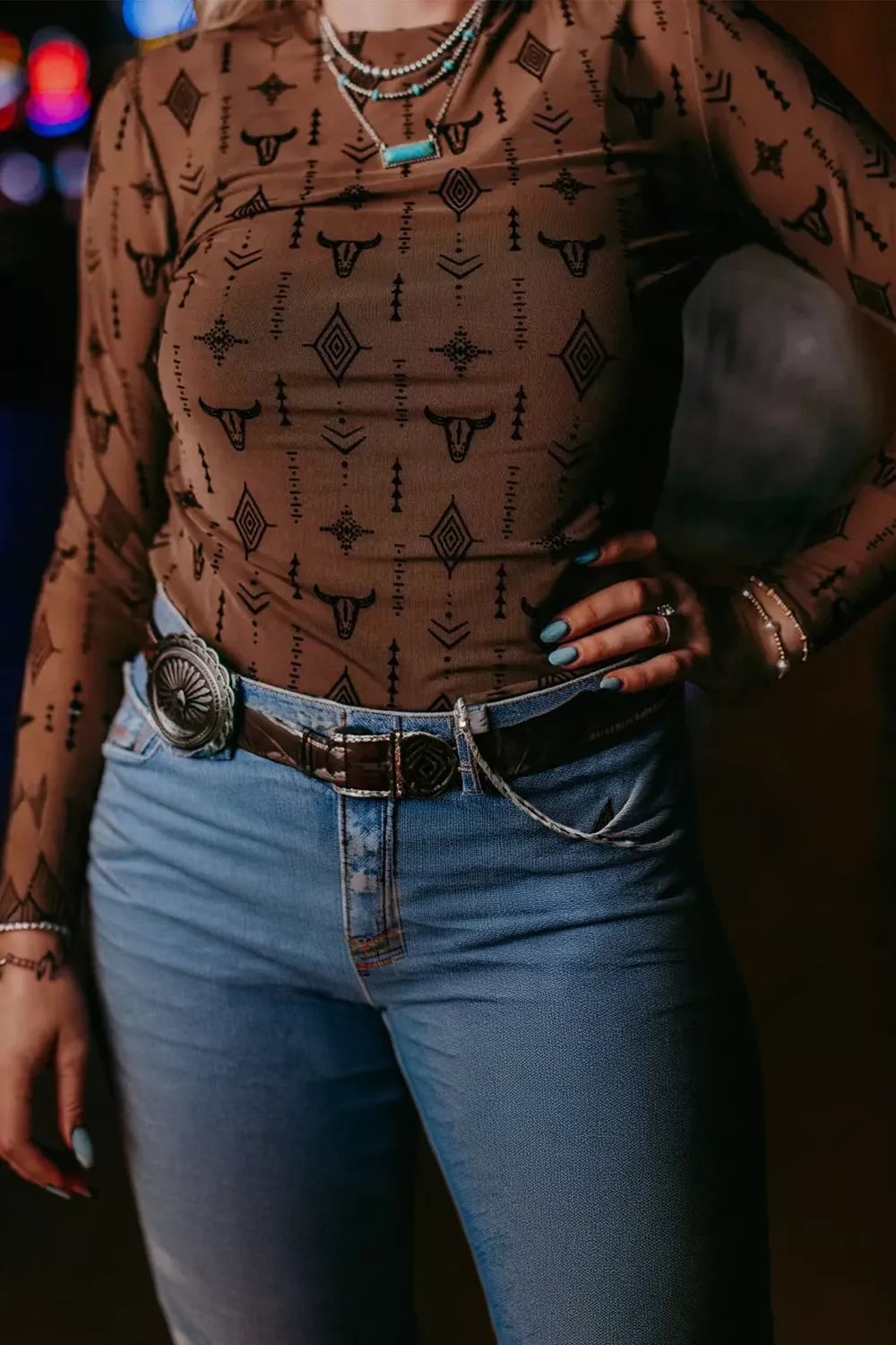 Trendsi Western-Inspired Long Sleeve T-Shirt -