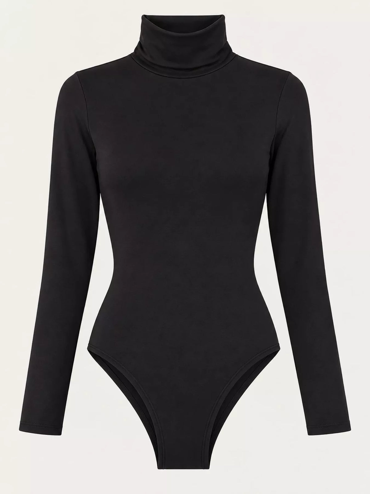 Long Sleeve Turtleneck Slim-Fit Bodysuit in black