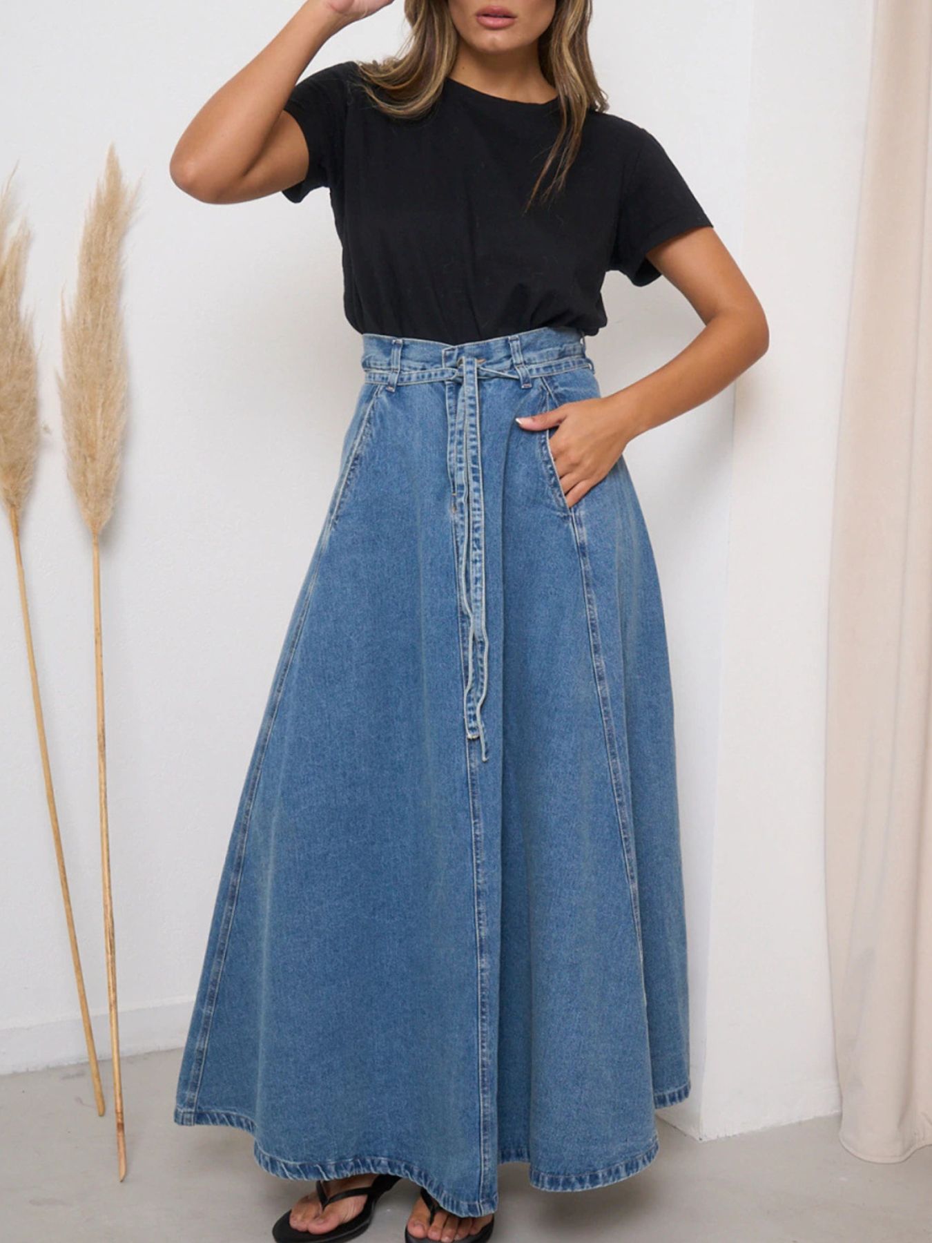 Trendsi High-Waisted Denim Skirt -