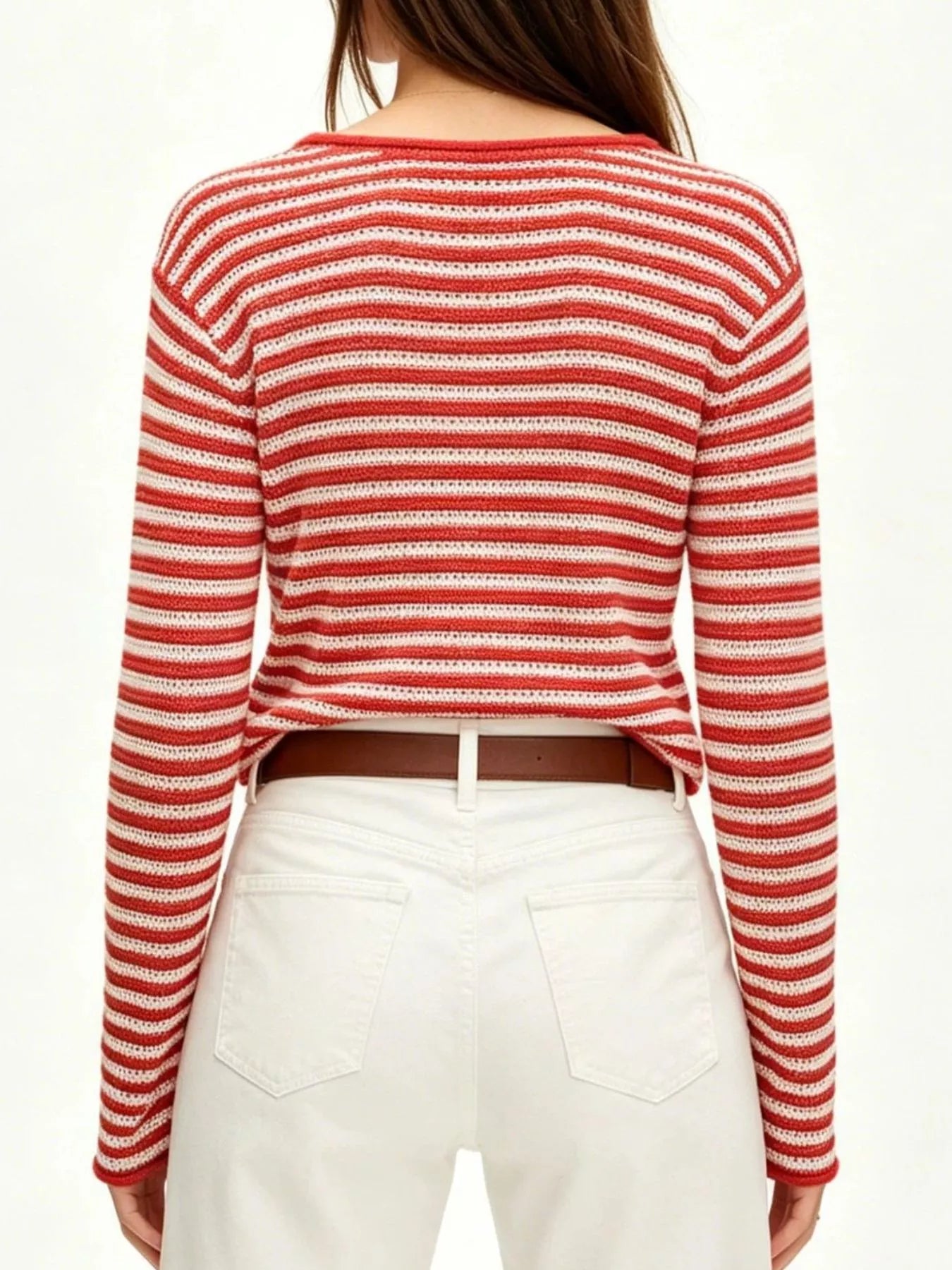 Trendsi Striped Boat Neck Knit Sweater -