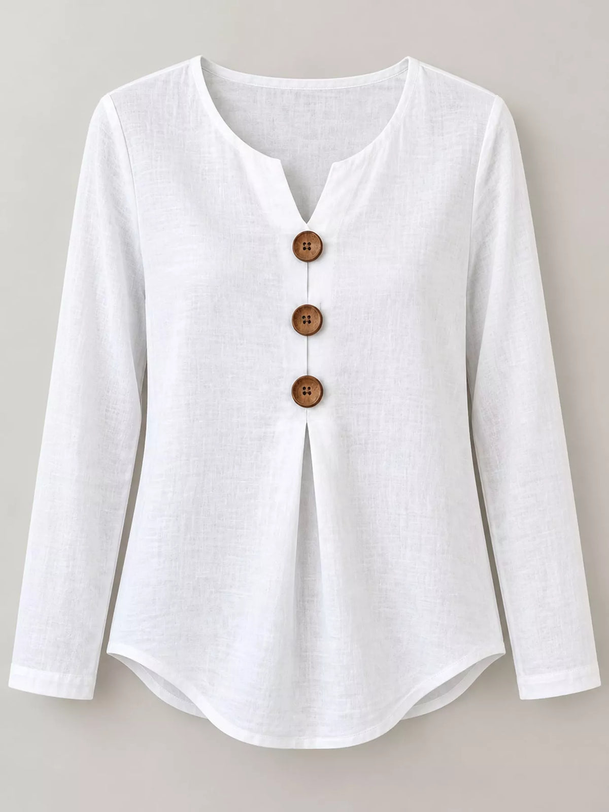 White long sleeve decorative button blouse