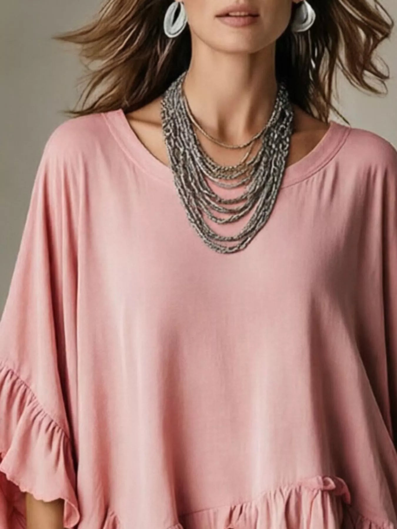 Trendsi Ruffled Hem Loose Fit Top -