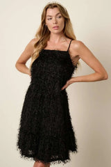 Trendsi Mittoshop Feather Ruffle Hem Mini Cami Dress -